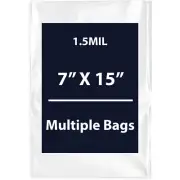 1.5Mil 7" X 15" | LDPE Clear Flat Poly Bags, Flexible & Durable | Multiple Bags