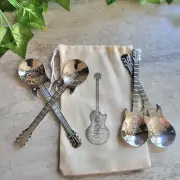 NEW Guitar Teaspoon Set Gift Bag (Set of 4) Coffee Mixers, Drink Mixers, Tea