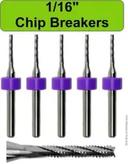 1/16" Chip Breaker Router Bits FIVE Pieces CNC FR4 Wood Carbon Fiber R160