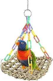 Zankie Birds Swing Toys,Weave Rope Swing Nest | Parrot Lounger, Colorful Chewing Toys, Birds Cage Accessories for Parakeets Conure Cockatiel