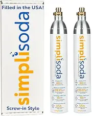 [Simpli Soda] 60L CO2 Cylinders, Threaded Style Exchange Carbonator Refill, Compatible With Sodastream (NOT SODASTREAM ART & TERRA QUICK CONNECT MACHINES) | Replacement Gas Cartridge/Canister | 14.5 oz,