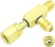 Quick Coupler Tee Adapter, 1/4 Inch Tee Adapter C/W Valve Core, Fits for Gauge D