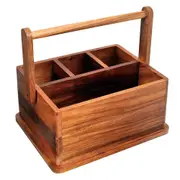 Davis & Waddell Acacia Wood Outdoor BBQ Caddy Utensil Holder Natural 27x22cm