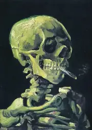 Skeleton with Cigarette - Van Gogh A3 size 29.7x42cm Canvas Art Print Unframed
