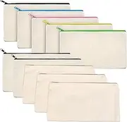 AUXIN 10 Pack Canvas Pencil Case, Makeup Bags Zipper Handy Pouches Cosmetic Storage Bags for School Travel Home, DIY Heat Transfer Craft Blanks