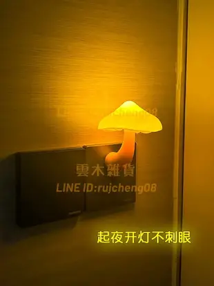 會發光的蘑菇小夜燈 LED插電式床頭睡眠燈起夜氛圍燈生日/聖誕禮物【雲木雜貨】