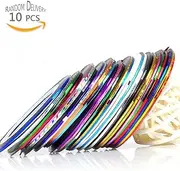 La Tartelette 30 Pieces Mixed Color Rolls Striping Tape Line Nail Art, Nails Stripping Polish Stickers DIY Nail Design Nail Supplies Decoration Accessories