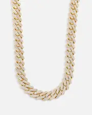 [SAINT MORTA] Saint Morta 18" 14mm Iced Interlink Chain Iced Gold - Size ONE ONE Iced Gold