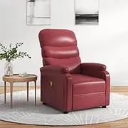 Wine Red Faux Leather Recliner Massage Chair, Electric 6-Point Vibration, Adjustable for Living Room, Comfortable Reclining Armchair, Durable & Easy Clean with USB Power