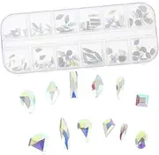 HONMEET DIY Nail Art Charms Flat Back Bling Gems Rhinestones for Creative Nail Designs Safe Durable Compartment Storage Box for DIY Supplies
