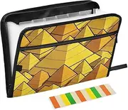 Cute Cartoon Building Pyramid Expanding File Folder 13 Pockets A4 Letter Size Folders with Pockets with Zipper Closure Expanding File Jackets for Home Office