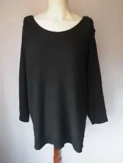 Ann Taylor Lambswool Cotton Blend Sweater Tunic Tapered Fit Black Size L