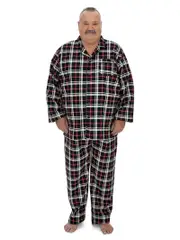 Big Mens Flannelette Pyjamas Navy Red Check