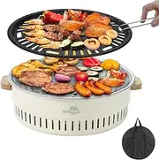 WillBBQ Charcoal BBQ Grill Table Top Multiple Function Round Grill Korean BBQ