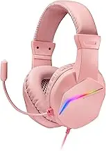 MARSGAMING Gaming MH122, FRGB Over Ear Headphones with Microphone, HiFi Sound, Noise Cancellation, Ultralight, PS4 PS5 Xbox Switch Tablet Windows Mac, Pink, MH122P, Large