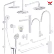 KYLINS White Bathroom Basin Mixer Kitchen Sink Pull Out Tap Shower Head Wall Arm