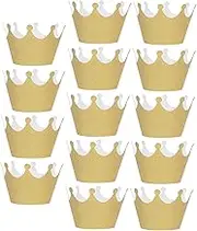Zerodeko 36pcs Crown Shimmer Paper Cupcake Liners Elegant Muffin Packaging Cups for Weddings Parties Stylish Baking Molds for Celebrations and Events