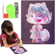 Gem Art Painting Kit | Rhinestone Art Craft Set - 3D Anime Girl Gem Art Kit, Luminous Princess Gem Painting, Drill Gem Art Paint, Gem Art Crafts