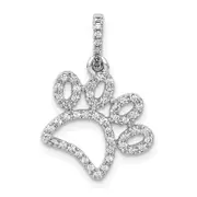 14k White Gold 1/4ct. Real Diamond Paw Print Pendant