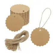 100Pcs Kraft Paper Gift Tags with String,2.4x2.4" Wood Pulp Paper Labels Brown