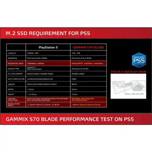 ADATA 威剛 XPG GAMMIX S70 BLADE 1TB/2TB任選 固態硬碟 PS5相容【現貨】【GAME休閒館】