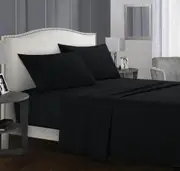 1800TC Delux Ultra Soft Microfibre Fitted Full Sheet Set Black For All Sizes Bed