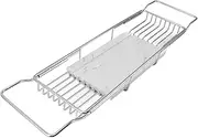 Expandable Bath Tray, Bathtub Tray, Stable Placement Drain Bath Shelf Caddy Tray, Draining Design Bath Caddy Tub Table, Multifunctional Bathtub Caddy Tray for Bathtub (Silver