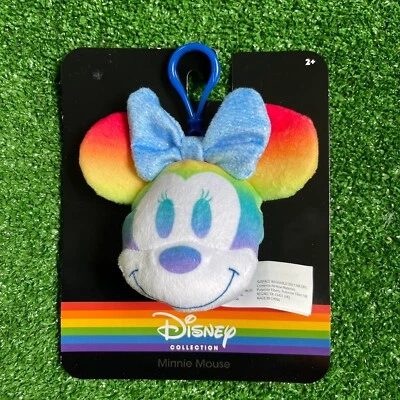 Minnie Mouse Disney Rainbow Collection Keychain Clip-On Pride Soft Plush Toy NEW