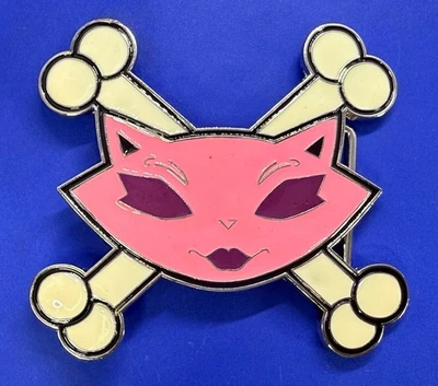 Kitty & Crossbones Vixen Sassy Cat Cartoon Pink & White Color Ladies Belt Buckle
