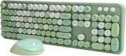 Wireless Keyboard and Mouse Combo, Retro 2.4G Wireless Keyboard and Mouse Set, 104 Keys Full Size Keyboard and 1600dpi Optical Mouse Set, for PC (Color)