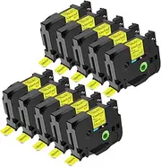 NineLeaf 10 x Compatible for Brother P-Touch TZe-641 TZe641 TZ-641 TZ641 AZe-641 AZe Tape 18mm 0.7'' 3/4'' Black on Yellow Laminated Label Tape for Ptouch PT-1880SC 1880W 1890C 1890SC Label Maker