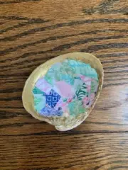 Decoupage Clam Shell Trinket Jewelry Dish Roller Rabbit
