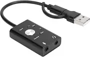 TypeC to Audio Sound Card,7.1 Channel Laptop External 2 in 1 Sound Card USB Audio Adapter,Type C External Stereo Sound Card for OS X V9.0 or Higher