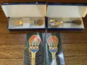 A. Michelsen Christmas Spoon & Fork 1979 Sterling Silver Enamel NIB + Booklets