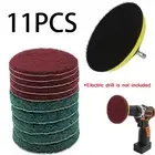 11PCS Cleaning Drill Brush Scouring Pads Power Scrubber Tile Tub Cleaner Tools