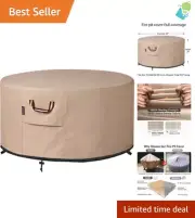 36-Inch Round Fire Pit Cover - Tear & Fade Resistant with Adjustable Buckles