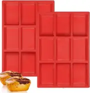 Mini Loaf Pans, 2 Pack Silicone Non-Stick Mini Bread Pans, 9 Cavities Bread