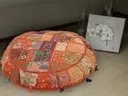 New 32" Round Orange Patchwork Cushion Cover Floor Decorative Pillow Cover Throw