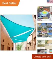 Commercial Grade Turquoise Canvas Shade Sail - Right Triangle, 10' x 16' x 18.9'