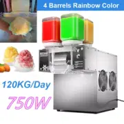 4 Barrels Rainbow Color Snowflake Machine Snow Cone Ice Shaving Maker 120KG/24H