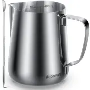 Milk Frothing Pitcher, 16oz 480ml Milk Frother Cup Stainless Steel Steaming P...