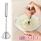 Stainless Steel Egg Milk Beater Tool Semi-automatic Whisk Mixer Balloon Spinner