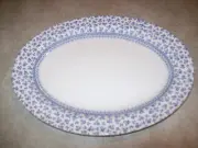 English Ironstone Tableware Oval Platter 11.50 X 9 Blue White Transferware Nice!