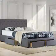 Istyle Chester King Drawer Storage Bed Frame Fabric Grey