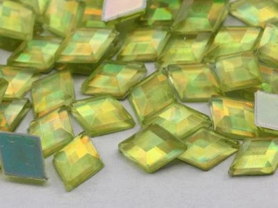 10x7mm Yellow Jonquil AB Flat Back Diamond Acrylic Gems -100 Pieces