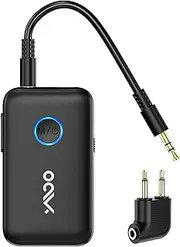 YMOO Bluetooth 5.3 Transmitter Receiver for Airplane/TV to Wireless Headphones, Wireless Audio Adapter with AUX 3.5mm Jack, Dual Link, 22H Long Range AptX Low Latency for Plane/Home Stereo/Speaker