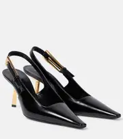 [Saint Laurent] Saint Laurent Lee 75 polished leather slingback pumps AU 8.5 black