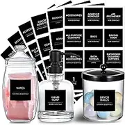 Prefdo Laundry Labels for Jars,144 Minimalist Laundry Room Labels, Waterproof Cleaning Labels for Glass Jars Spray Bottles Linen Containers Laundry Room Bathroom Storage Organization (Black)