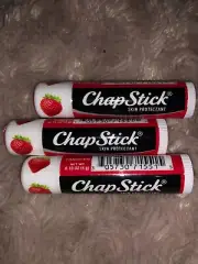 Lot of 3 ChapStick Classic Strawberry Lip Balm Protect Chapped Lips Ships Fast