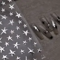 在飛比找蝦皮購物優惠-【慕溪MUXI】浮雕鐳射星星指甲貼紙 流星指甲貼 金色星星 